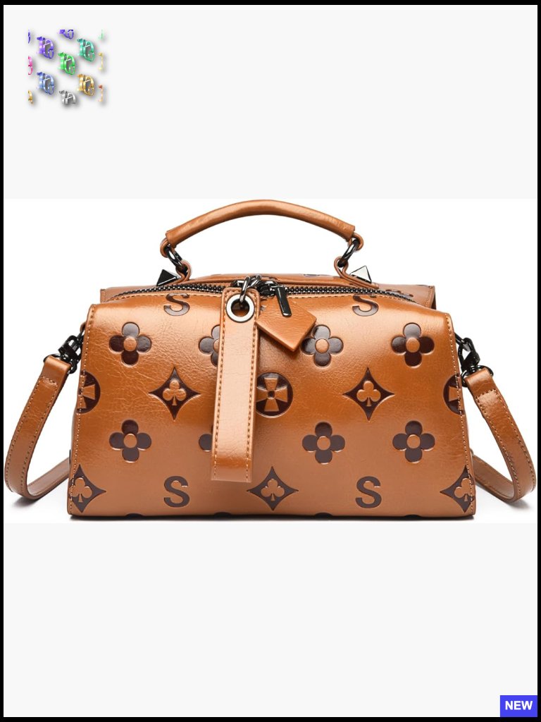 Small Leather Embossed Top Handle Satchel Crossbody Bag 3-In-1 Chic